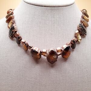 Chico's Beaded Necklace, Bronze Beads, New With Tags, 20"
